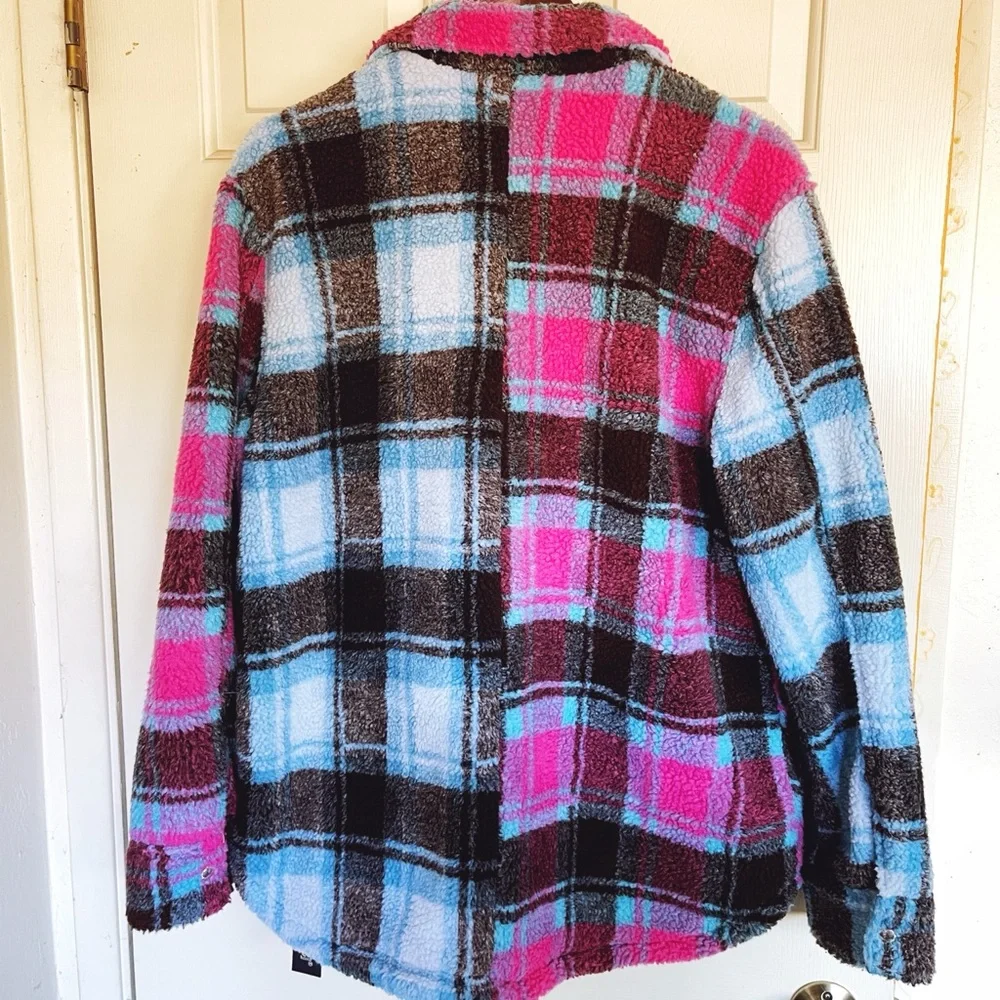 Blank NYC Multicolor Plaid Faux Sherpa Jacket - Picture 2 of 5